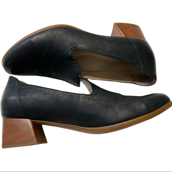 Dansko Preston Pump Wooden Black Leather Loafer Stacked Closed Toe Block Heel - Picture 7 of 12